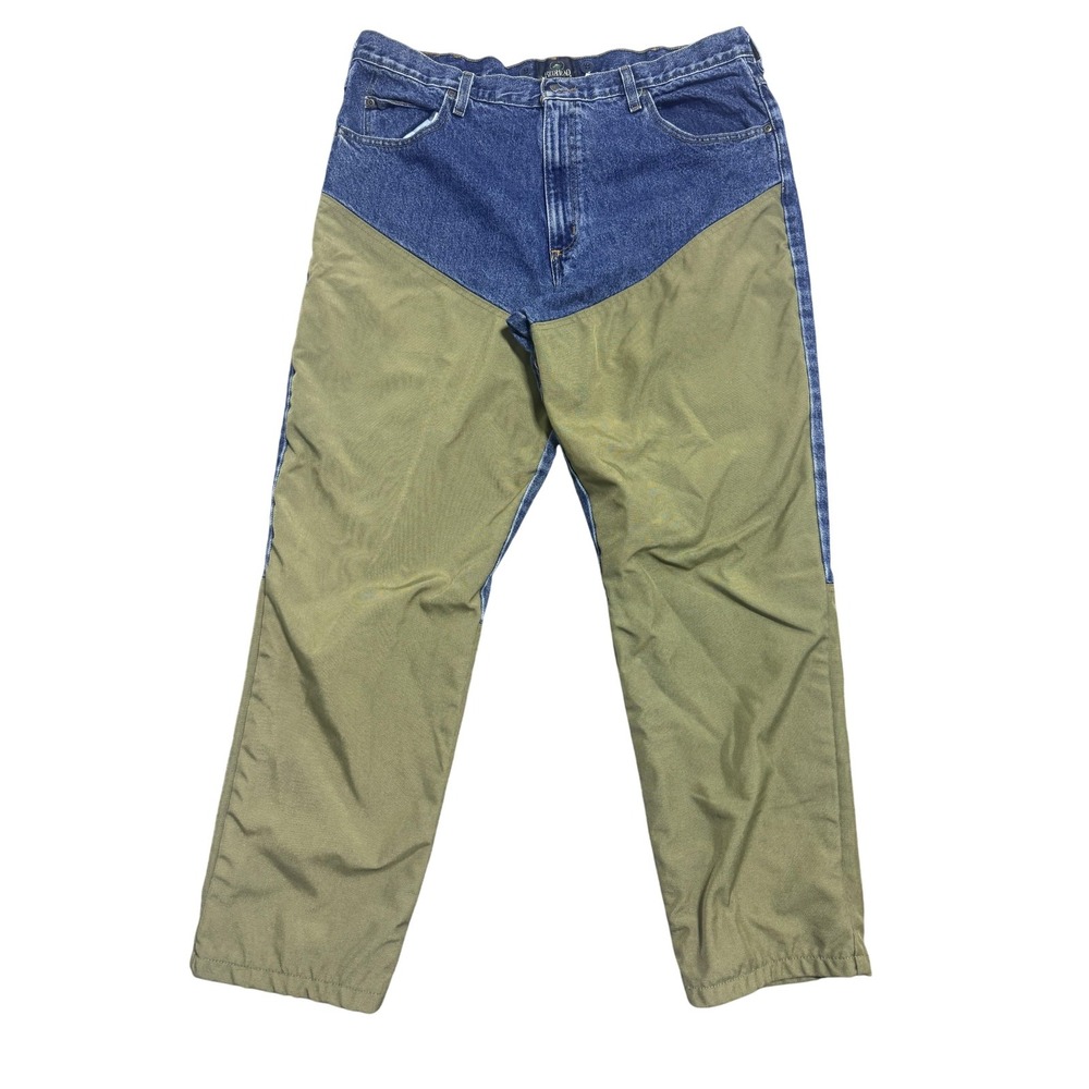 RedHead Jeans Mens 40x30 Blue Denim Olive Canvas Brush Pants‎ Hunting Reinforced